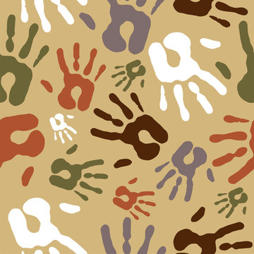 Diversity vintage hand prints pattern