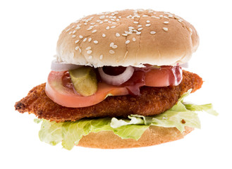 Chicken Burger isolated on white