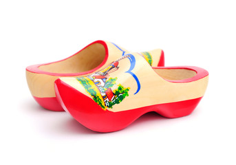 Dutch Wooden Shoes on White Background