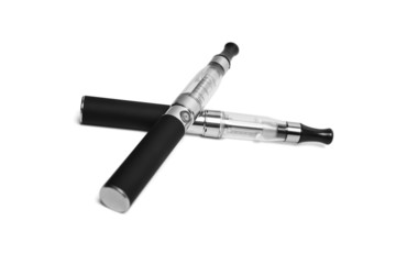 Black electronic cigarette (e-cigarette) on white background