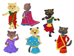 Fotobehang Katten in een sari © Sibiryanka