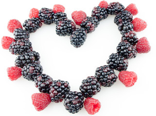 Heart Shape Blackberry And Raspberry