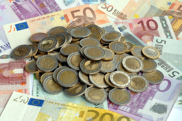 Geld, Münzen, Banknoten, Geldscheine, Euro, EUR