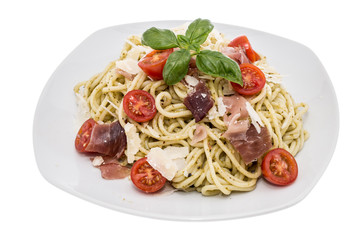 Plate with Spaghetti and Pesto