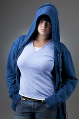 Girl in a hooded jacket