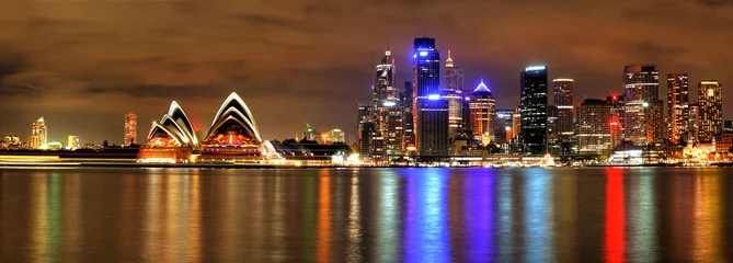 Poster Sydney Harbour met Opera House en Bridge © semisatch