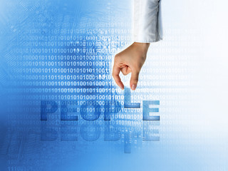 Hand and word - business concept (isolated on white background)