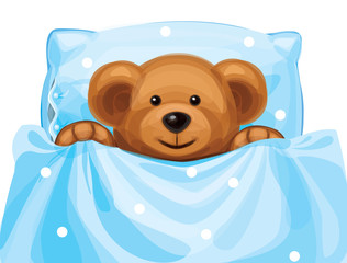 Vecteur de mignon bébé ours au lit.