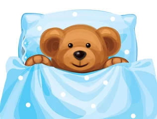 Crédence de cuisine en verre imprimé Ours Vecteur de mignon bébé ours au lit.