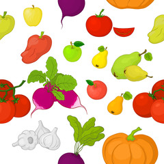Vegetables and fruits, seamless background