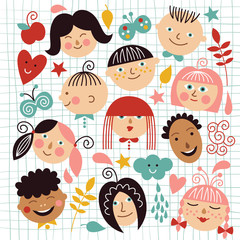 set of funny children