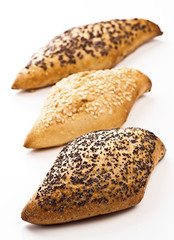 various types of seed bread on white base