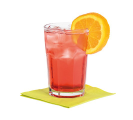 Americano cocktail, composed of red bitter, sweet vermouth, and club soda.