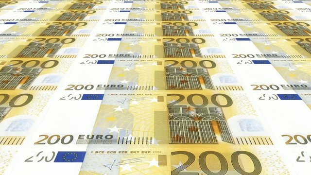 200 Euro Banknoten Druck, endlos