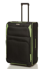 Black with green inserts travel bag isolated on white