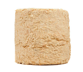 Compressed Sawdust Fire Log Isolated on White Background
