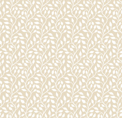Seamless light beige leaf pattern. Vector illustration