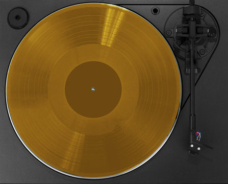 Turntable with gold record