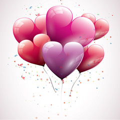 Valentine background with heart shaped balloons
