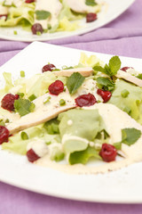 salad with chicken and cherry