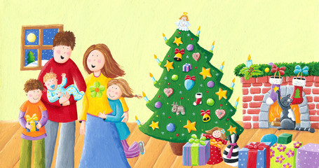 Happy family on Christmas