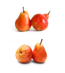 Red pears on white