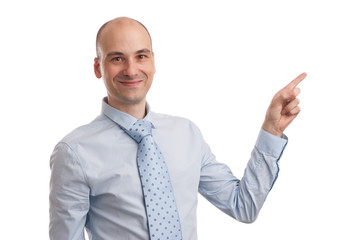 young business man pointing at something