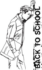 Sketch of Education concept with student. Vector illustration