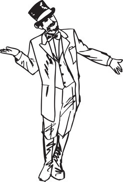 sketch the magician waved his hand in greeting to the side. Vect