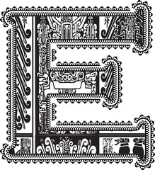 Ancient letter E. Vector illustration - 43653723