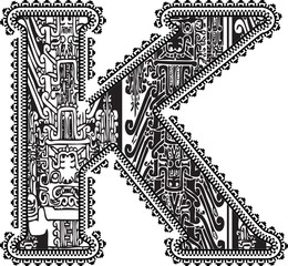 Ancient letter K. Vector illustration