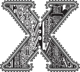 Ancient letter X. Vector illustration