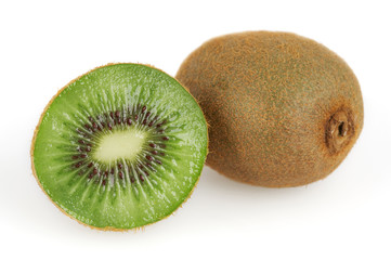 Two kiwi isolated on white background with clipping path