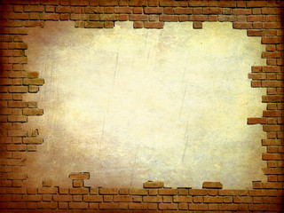 Brick wall grungy frame