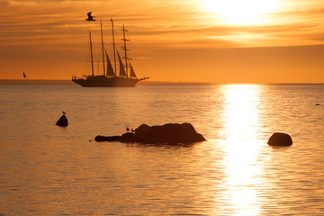 Old sail ship silhouette