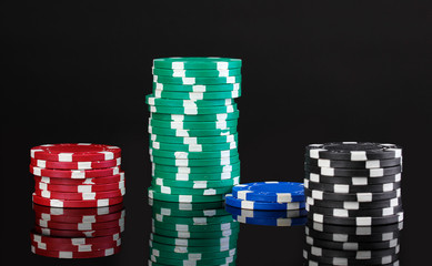 Casino chips isolated on black