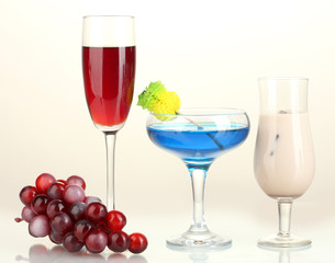 a variety of alcoholic drinks isolated on white
