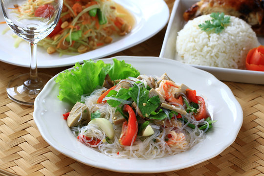 Thai spicy seafood with vermicelli salad.