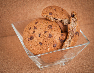 Chocolate  cookies in a small bowl