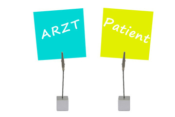 Notizhalter und Merkzettel: Arzt, Patient