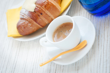 Coffee with croissant _ Caffè espresso e brioche alla crema
