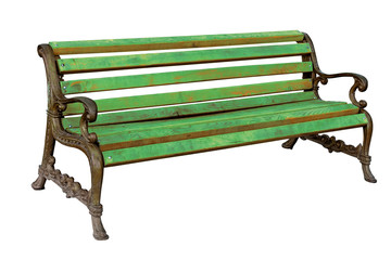 High quality stylish vintage park wooden and cast-iron bench iso