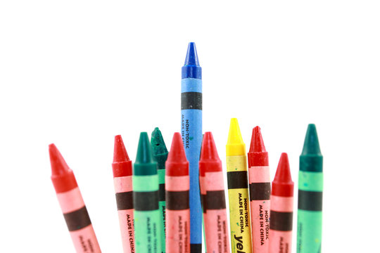 Assorted Crayons With One Standing Above The Others
