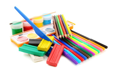 Children's set for sculpting and painting.