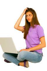 teenage girl with laptop