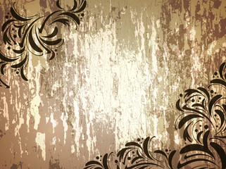 wooden background with floral