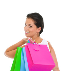 Portrait of smiling girl with shopping bags