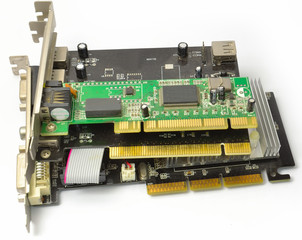 PCI and AGP cards for PC from the side