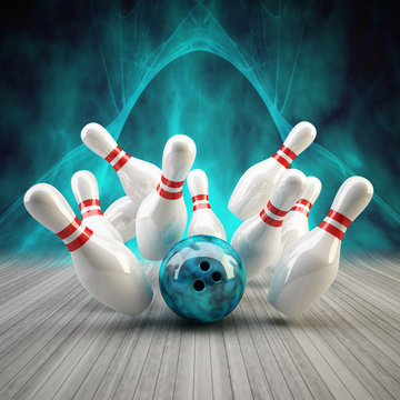 Bowling Strike blau fractal