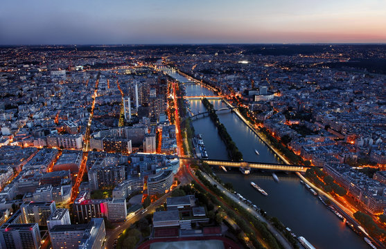 Aerial View of Paris at the Sunset
